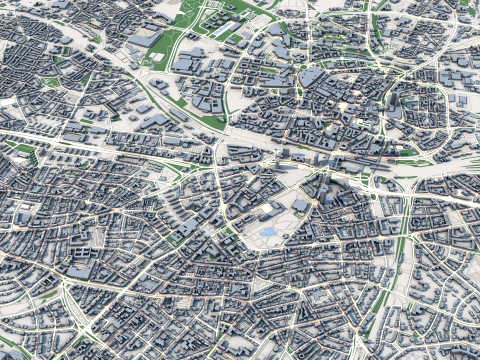 Cityscape Essen Germany Map 3D Model