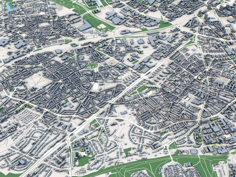 Cityscape Essen Germany Map 3D Model