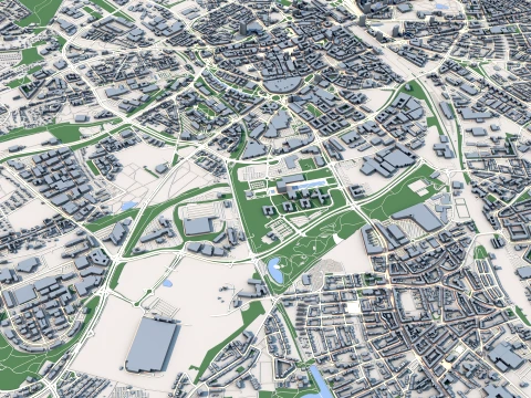 Cityscape Essen Germany Map 3D Model