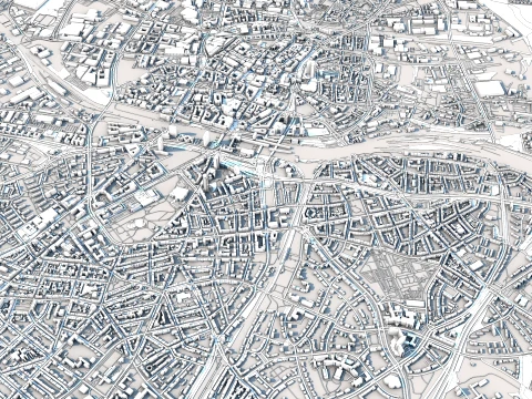 Cityscape Essen Germany Map 3D Model
