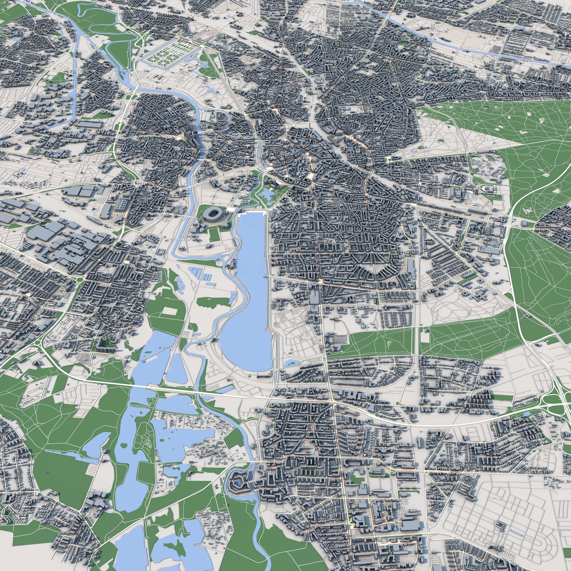 Cityscape Hanover Germany Map 3D Model .c4d .max .obj .3ds .fbx .stl .blend 