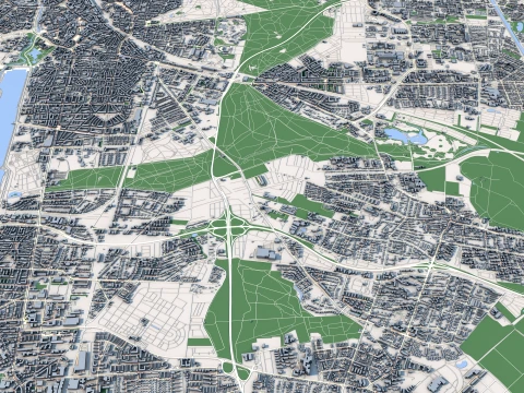 Cityscape Hanover Germany Map 3D Model