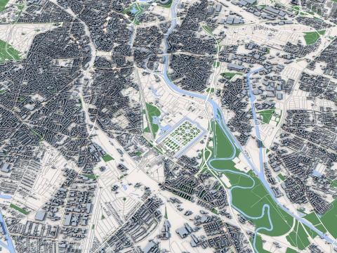Cityscape Hanover Germany Map 3D Model