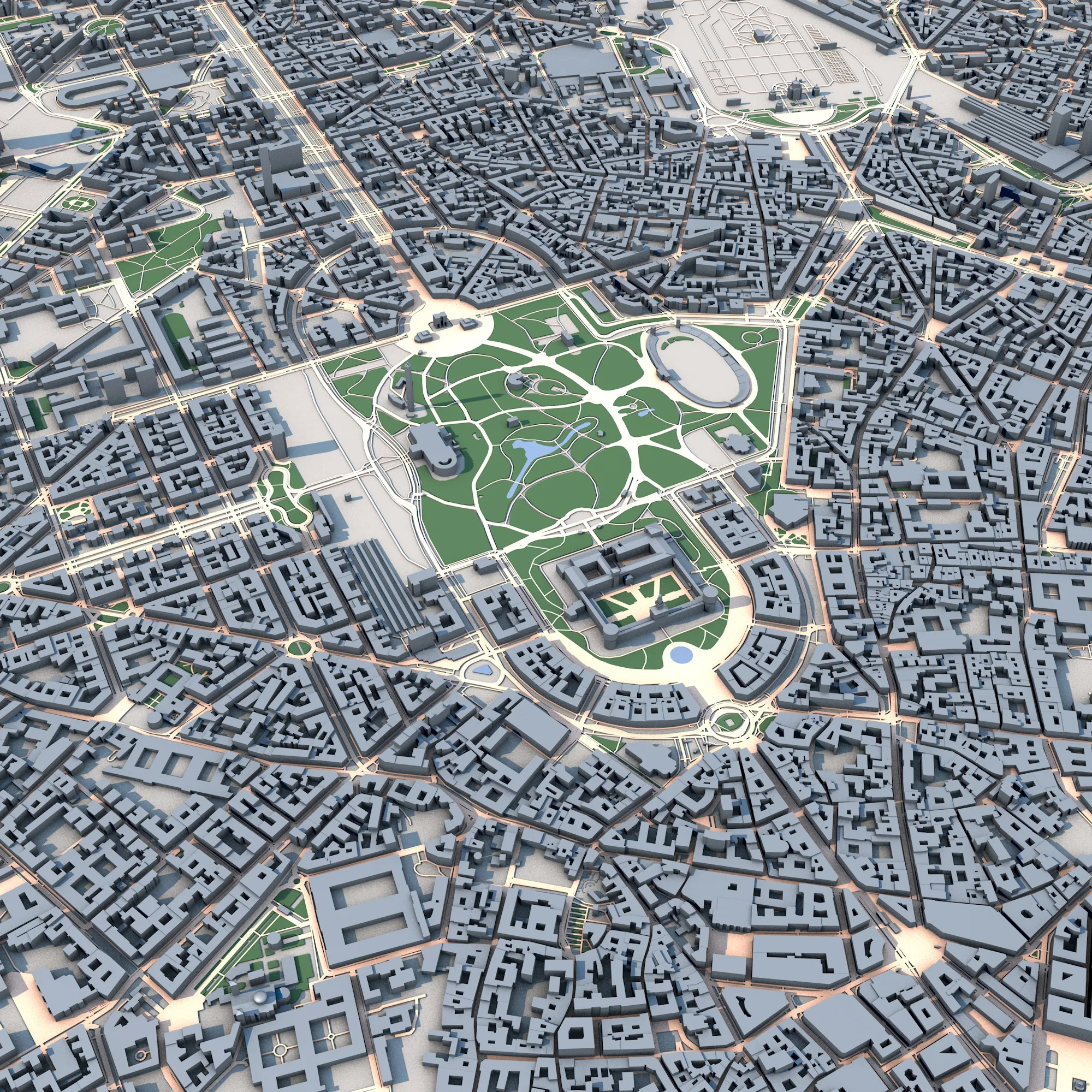 Cityscape Milan Italy Map 3D Model .c4d .max .obj .3ds .fbx .stl .blend 