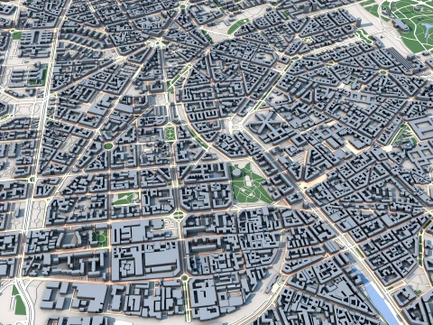 Cityscape Milan Italy Map 3D Model