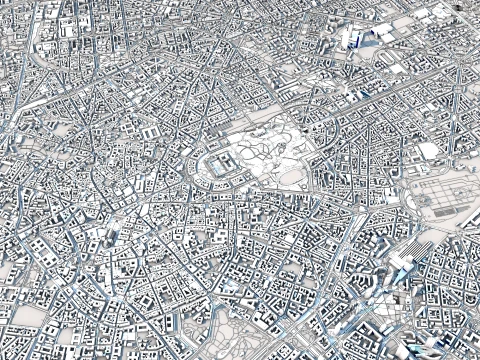 Cityscape Milan Italy Map 3D Model