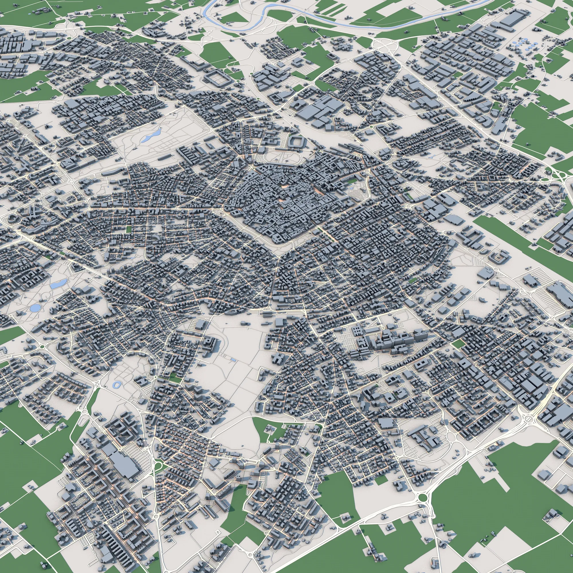 都市景観モデナイタリア地図 3Dモデル .c4d .max .obj .3ds .fbx .stl .blend 