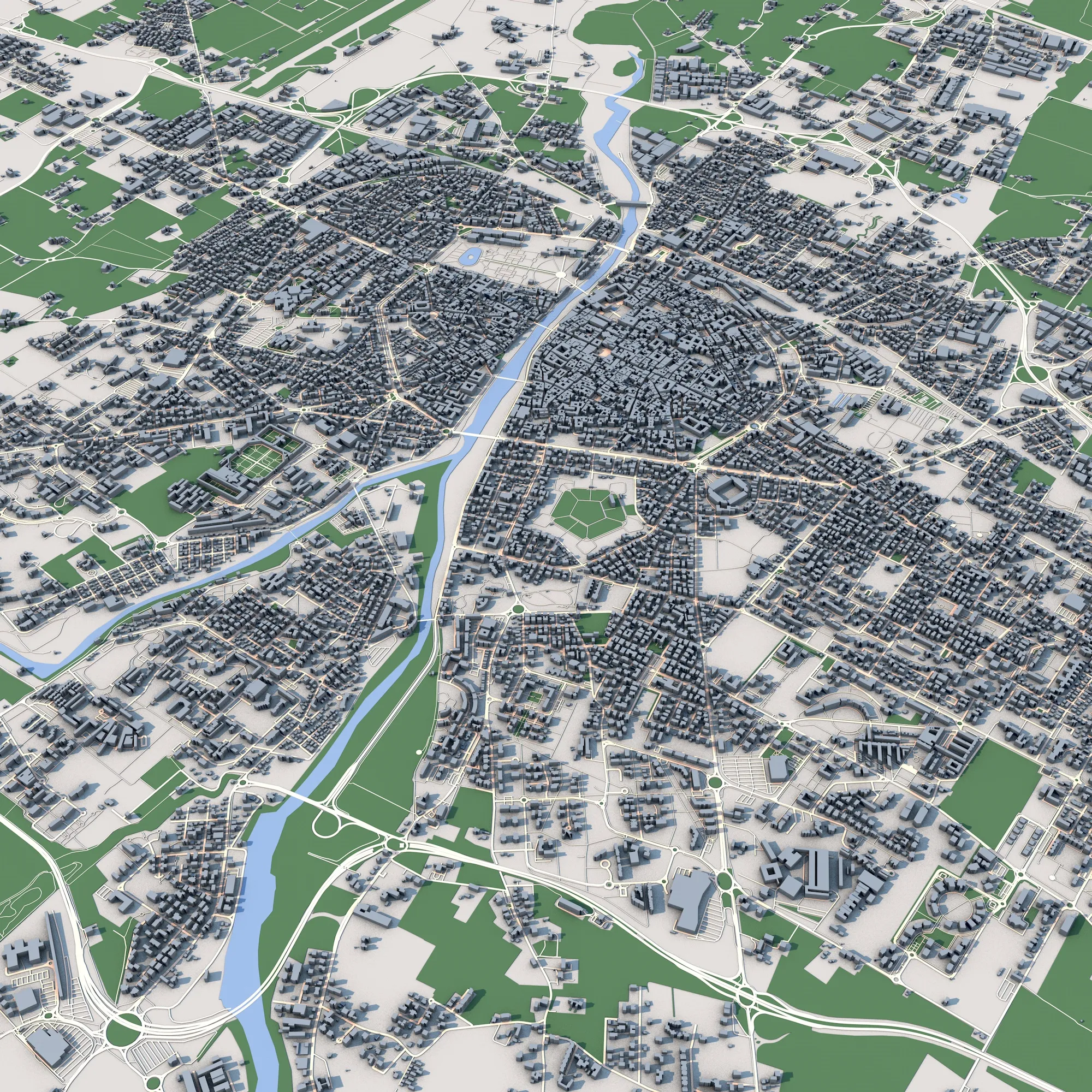 Cityscape Parma Italy Map 3D Model .c4d .max .obj .3ds .fbx .stl .blend 