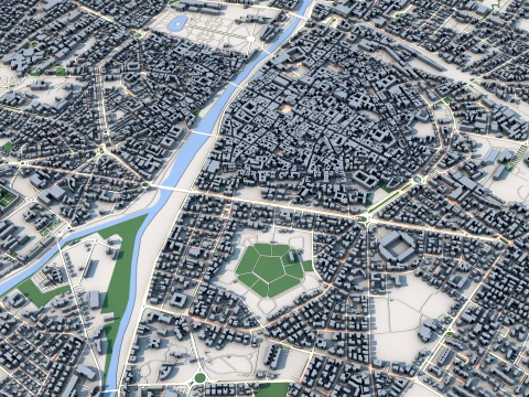 Cityscape Parma Italy Map 3D Model
