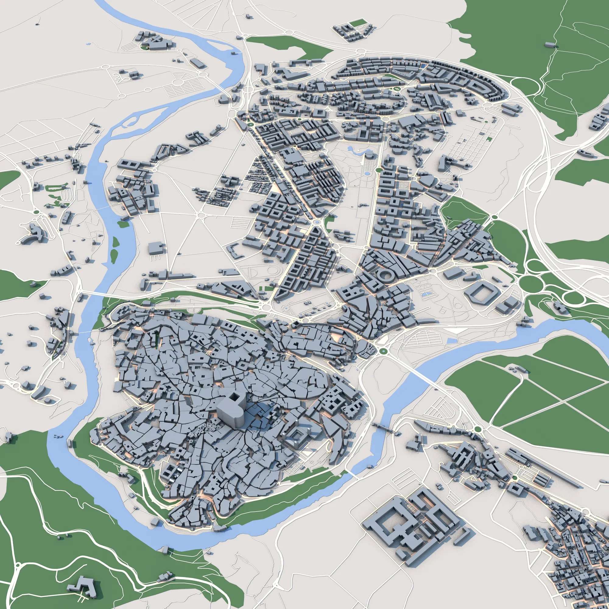 Cityscape Toledo Spain Map 3D Model .c4d .max .obj .3ds .fbx .stl .blend 