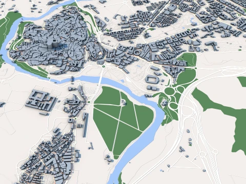 Cityscape Toledo Spain Map 3D Model