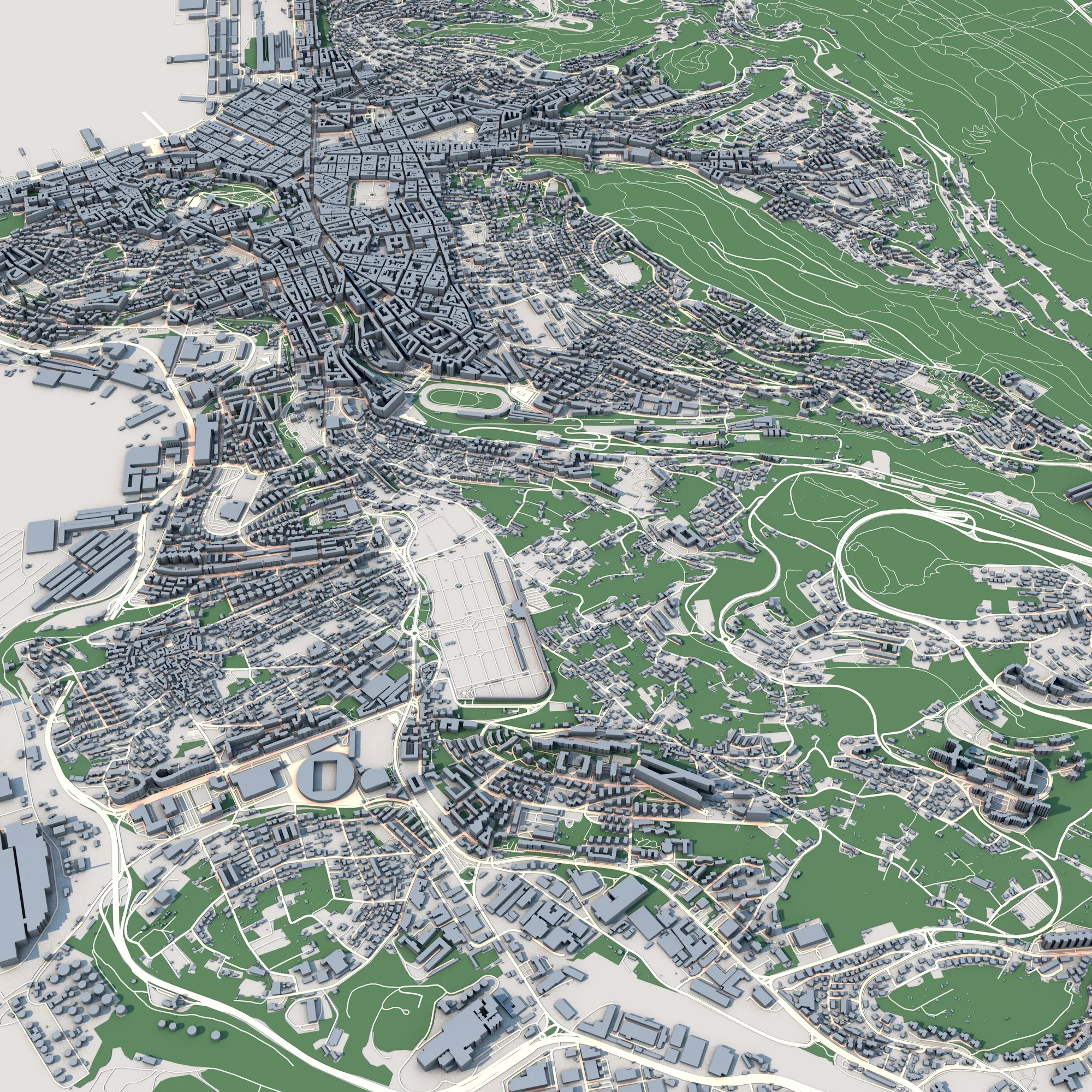 Cityscape Trieste Italy Map 3D Model .c4d .max .obj .3ds .fbx .stl .blend 