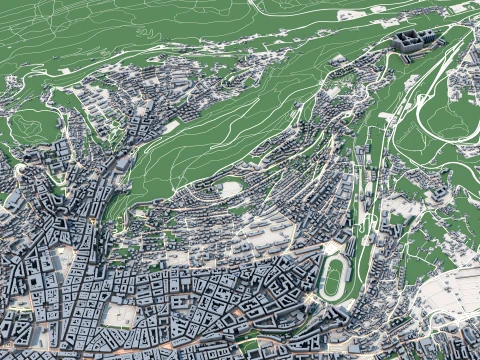 Cityscape Trieste Italy Map 3D Model