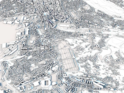 Cityscape Trieste Italy Map 3D Model