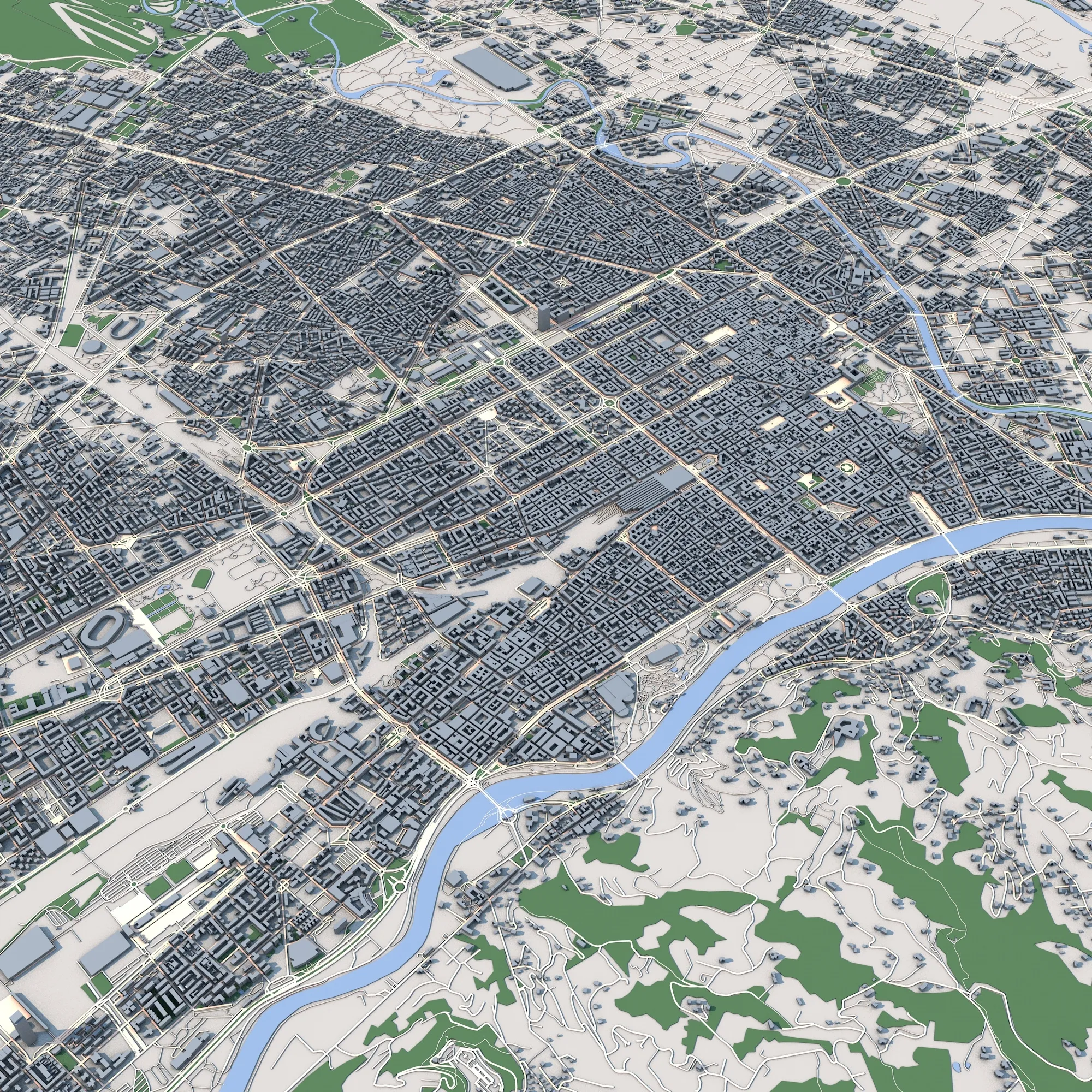 Cityscape Turin Italy Map 3D Model .c4d .max .obj .3ds .fbx .stl .blend