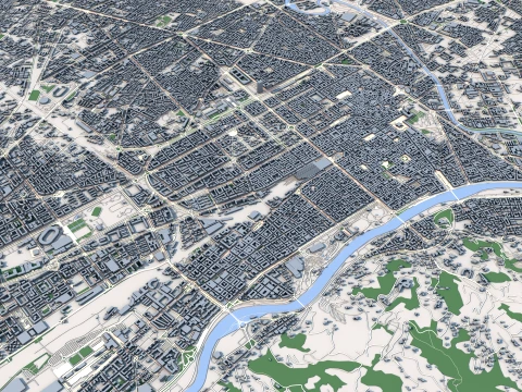 Mapa miasta Turyn, Włochy Model 3D