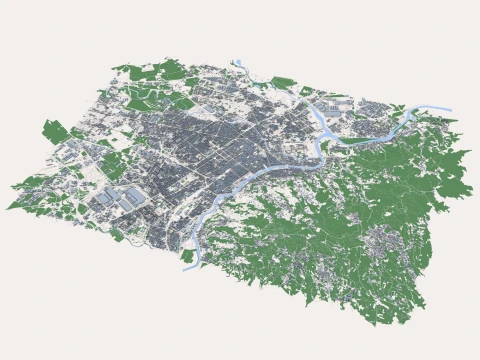 Cityscape Turin Italy Map 3D Model