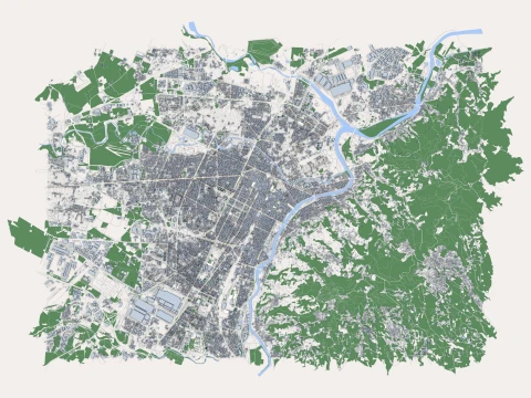 Cityscape Turin Italy Map 3D Model