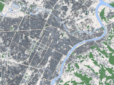 Cityscape Turin Italy Map 3D Model