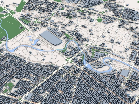 Cityscape Turin Italy Map 3D Model