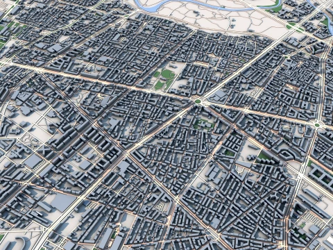 Cityscape Turin Italy Map 3D Model
