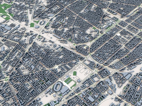 Cityscape Turin Italy Map 3D Model