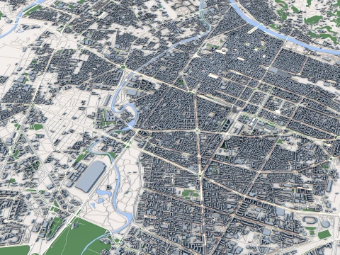 Cityscape Turin Italy Map 3D Model