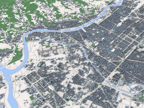 Cityscape Turin Italy Map 3D Model