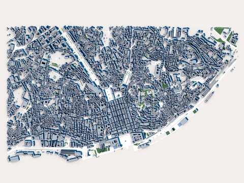 Cityscape Lisbon Portugal Map 3D Model