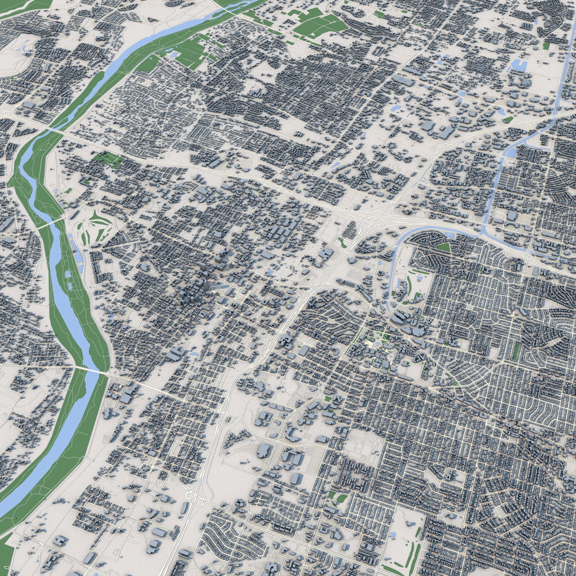 Cityscape Milwaukee Wisconsin United States Map 3D Model .c4d .max .obj .3ds .fbx .stl .blend 