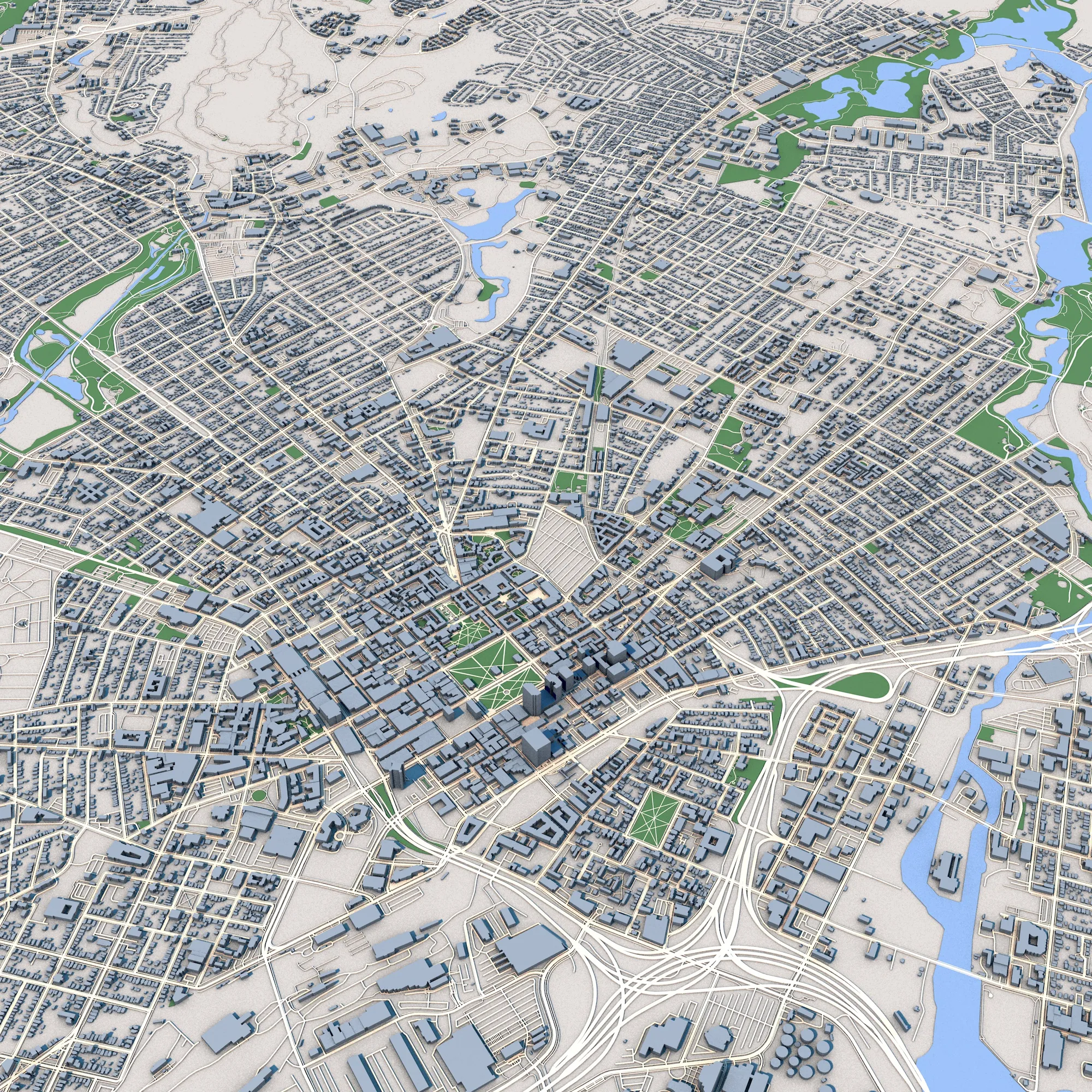 Mappa del paesaggio urbano di New Haven, Connecticut, Stati Uniti Modello 3D .c4d .max .obj .3ds .fbx .stl .blend 