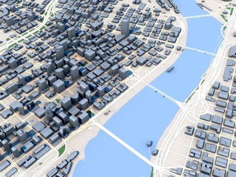 Mapa miasta Portland w stanie Oregon, USA Model 3D
