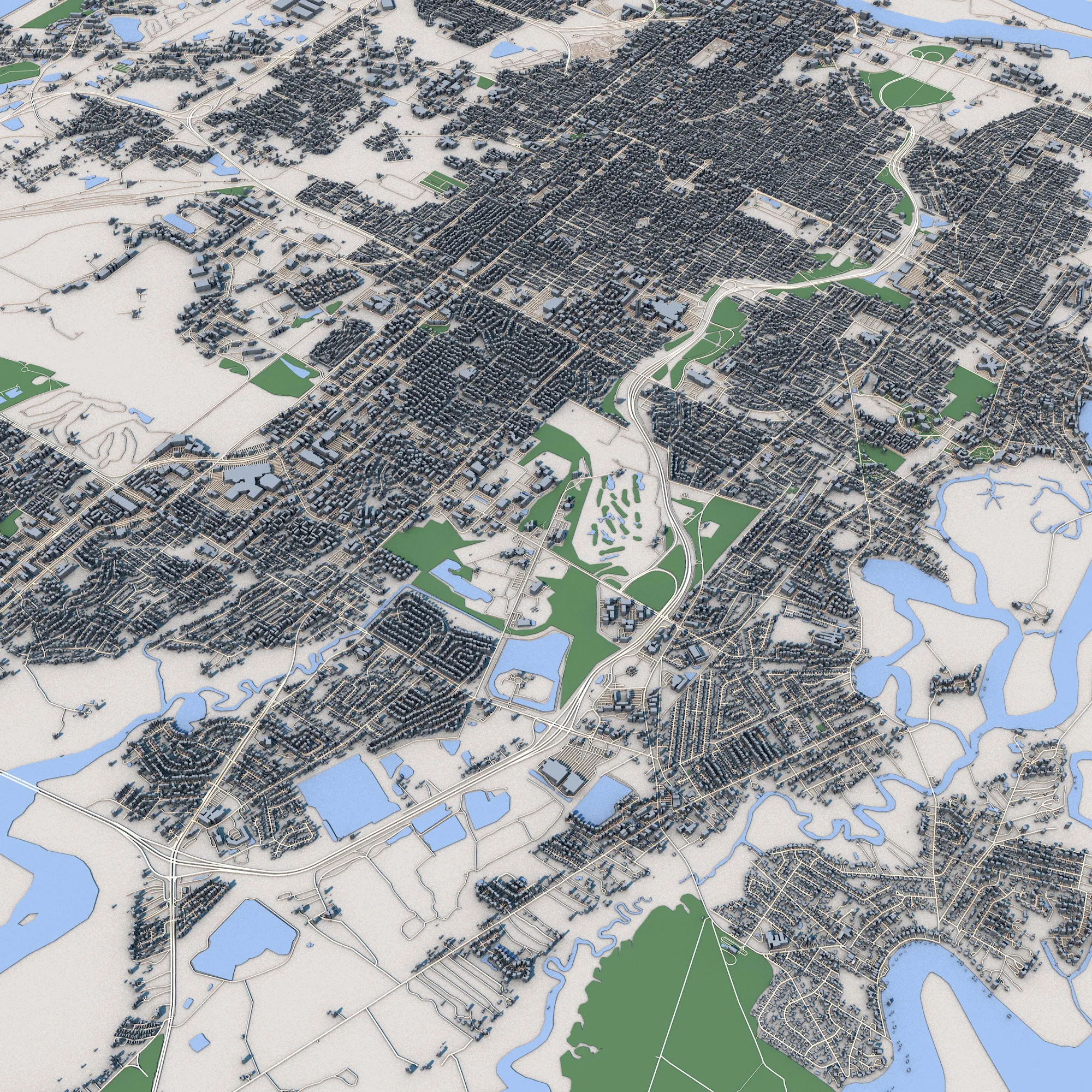 Cityscape Savannah Georgia USA Map 3D Model .c4d .max .obj .3ds .fbx .stl .blend 