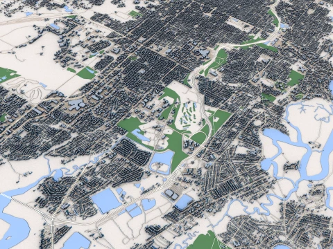 Pejzaż miejski Savannah Georgia, USA, mapa Model 3D