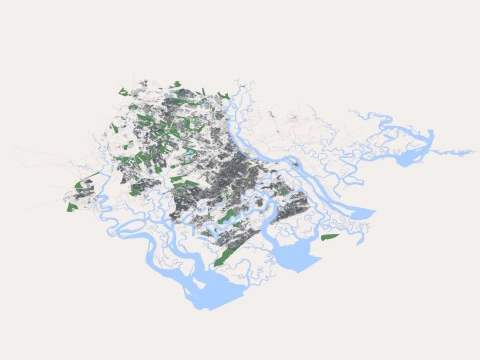 Cityscape Savannah Georgia USA Map 3D Model