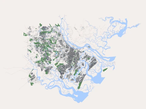Cityscape Savannah Georgia USA Map 3D Model