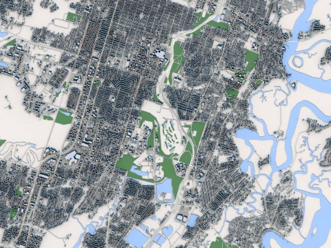 Cityscape Savannah Georgia USA Map 3D Model