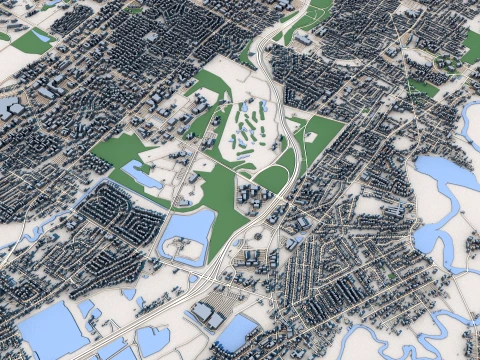 Cityscape Savannah Georgia USA Map 3D Model