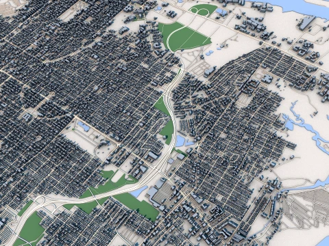 Cityscape Savannah Georgia USA Map 3D Model