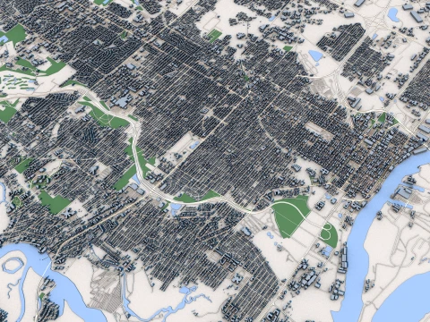Cityscape Savannah Georgia USA Map 3D Model