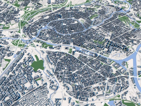 Mapa miasta Strasburg, Francja Model 3D