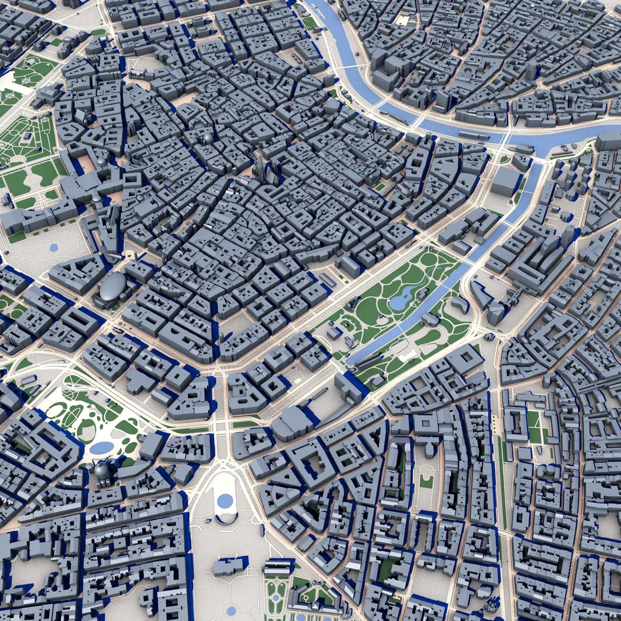 Cityscape Vienna Austria Map 3D Model .c4d .max .obj .3ds .fbx .stl .blend 