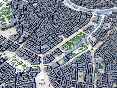 Pejzaż miejski Wiednia, Austria, mapa Model 3D