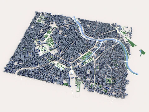 Cityscape Vienna Austria Map 3D Model