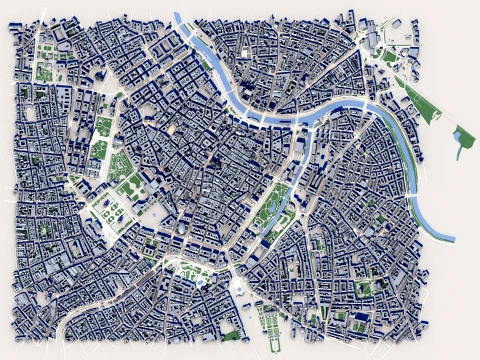 Cityscape Vienna Austria Map 3D Model