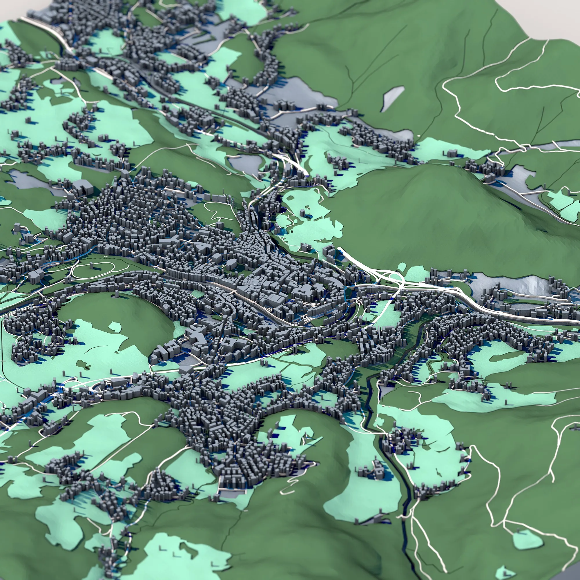 Cityscape Bad Ischl Austria Map 3D Model .c4d .max .obj .3ds .fbx .stl .blend