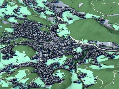Mapa miasta Bad Ischl w Austrii Model 3D