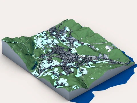 Cityscape Bad Ischl Austria Map 3D Model