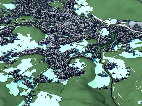 Cityscape Bad Ischl Austria Map 3D Model