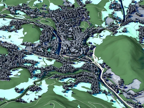 Cityscape Bad Ischl Austria Map 3D Model